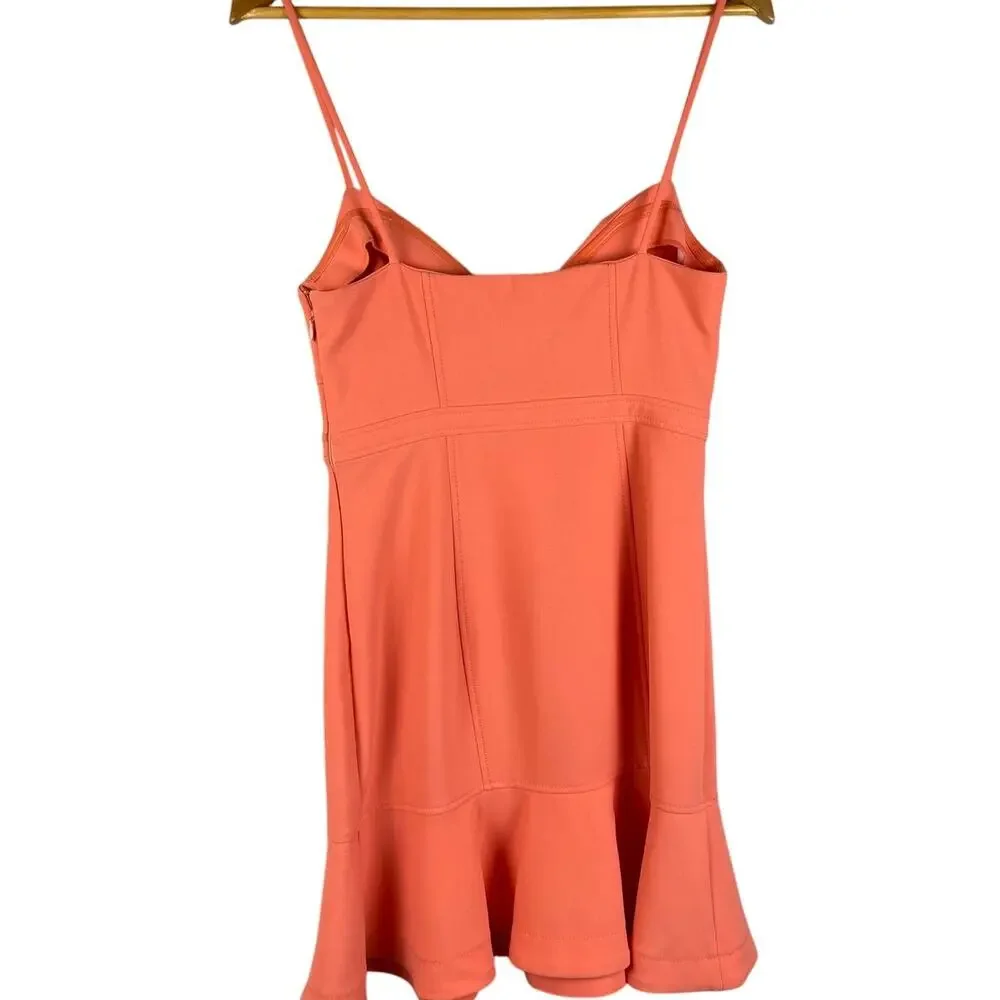 LIKELY Lillie Mini Dress Stretchy Spaghetti‎ Straps in Coral Size 4 - Picture 3 of 9